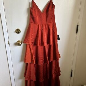 Lulu's Burnt Orange Tiered Dress